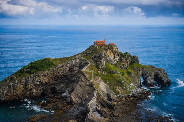 Increíble Vista Isla Gastelugache País Vasco España Septentrional — Foto de Stock