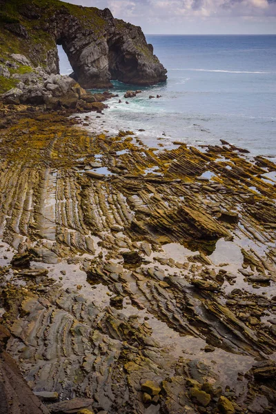 Énormes Falaises Près Île Gastelugache Pays Basque Espagne Nord — Photo