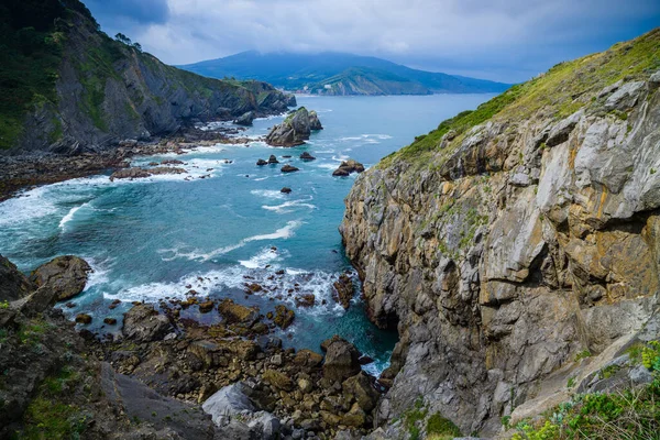 Дивовижний Вигляд Атлантичного Узбережжя Біля Острова Гастелугаш Країна Басків Північний — стокове фото