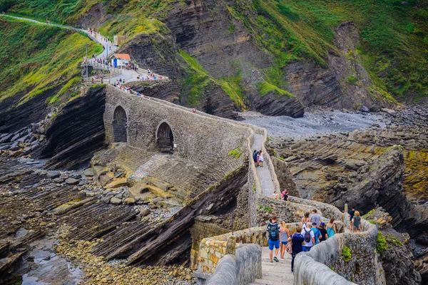 Úžasný Výhled Pobřeží Atlantiku Blízkosti Ostrova Gaztelugatxe Baskicko Severní Španělsko — Stock fotografie