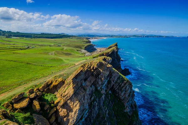 Incredible Cliffs Coast Village Liencres Cantabria Northern Coast Spain — Stock Photo, Image