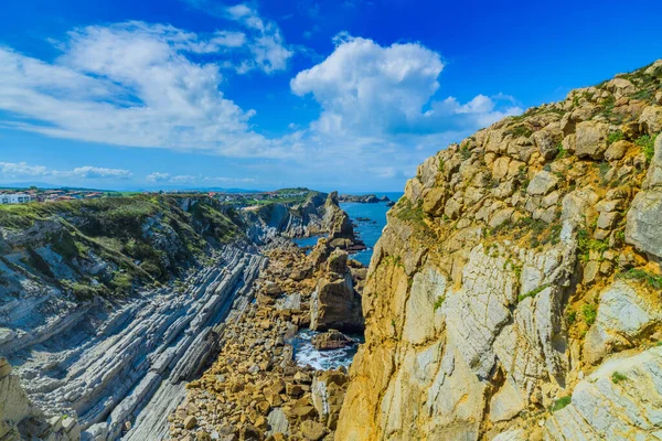 Des Falaises Incroyables Sur Côte Près Village Liencres Cantabrie Côte — Photo