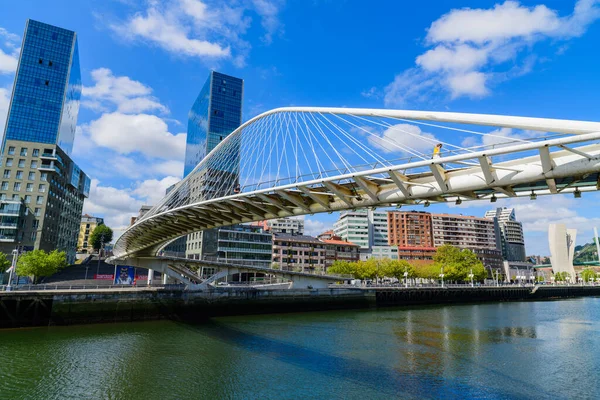 Campo Volantin yayalar köprüsü Bilbao 'daki Nervion Nehri' nde. Bask ülkesi. Kuzey İspanya