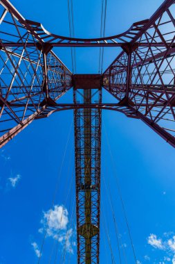 Neron Nehri 'ndeki Biscay Köprüsü. Güzel şehir Bilbao. Bask ülkesi. Kuzey İspanya