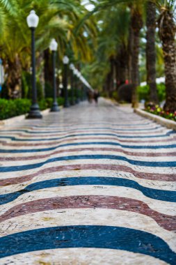Alicante 'deki Esplanada Bulvarı. Alicante bölgesi. İspanya