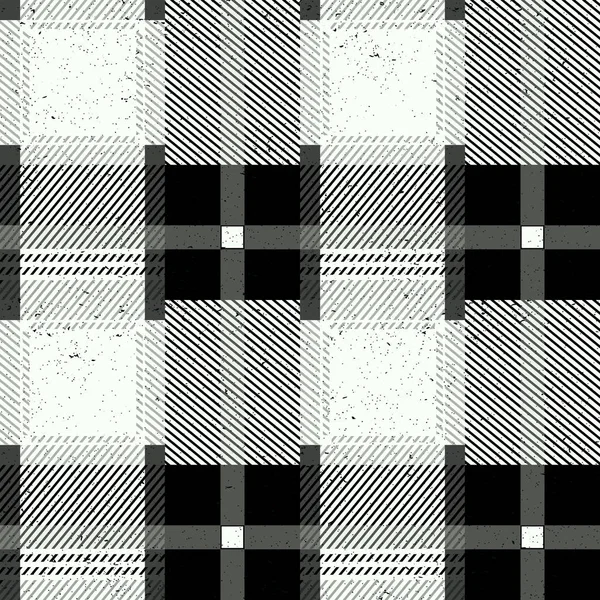 Blanco y negro cuadros tartán patrón sin costuras con corazón. Ilustración vectorial . — Foto de Stock