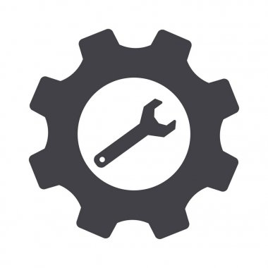 Gri dişli ayar ve anahtarı vektör. Ayarları simgesi.