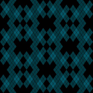 Nane mavi yeşil Tartan Vintage siyah arka plan vektör çizim üzerinde sorunsuz.
