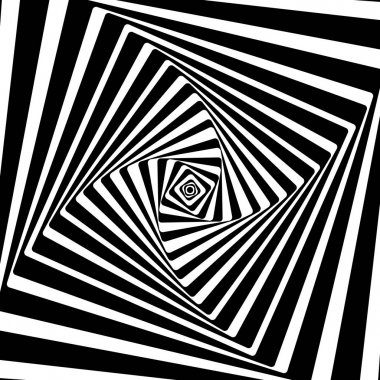 Siyah ve beyaz bir göz yanılsaması. Vasarely optik etkisi. Vektör