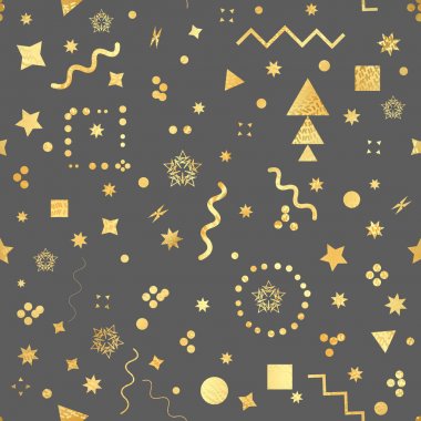 Trendy geometrik öğeleri memphis kartı. Dikişsiz memphis desen doku ve kartpostal için. Vektör çizim