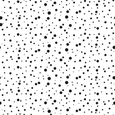 Rasgele desen gri lekeli beyaz, farklı tonları ve boyutlarına - vektör çizim. Rasgele desen polka noktaları. Siyah beyaz ve gri puantiyeli arka plan. Rasgele büyük ve küçük noktalar.
