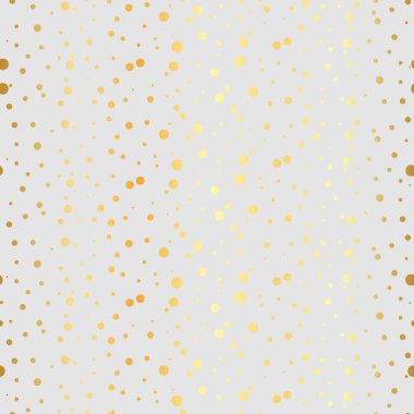 Beyaz ve altın desenli. Soyut geometrik modern arkaplan. Vektör çizimi. Parlak arkaplan. Altın folyo dokusu. Art deco tarzı. Polka noktaları, konfeti..