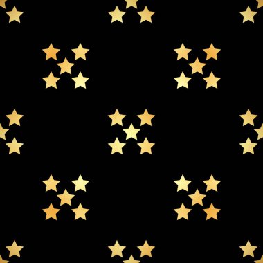 Altın yıldız Seamless modeli. Vektör görüntü. Altın yıldızlı gece gökyüzü