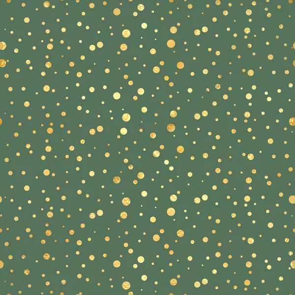 Gold circle seamless pattern. Abstract gold geometric modern background.Gold dots. Vector illustration. Shiny backdrop. Texture of gold foil. Art deco style. Polka dots, confetti. — Stock Vector