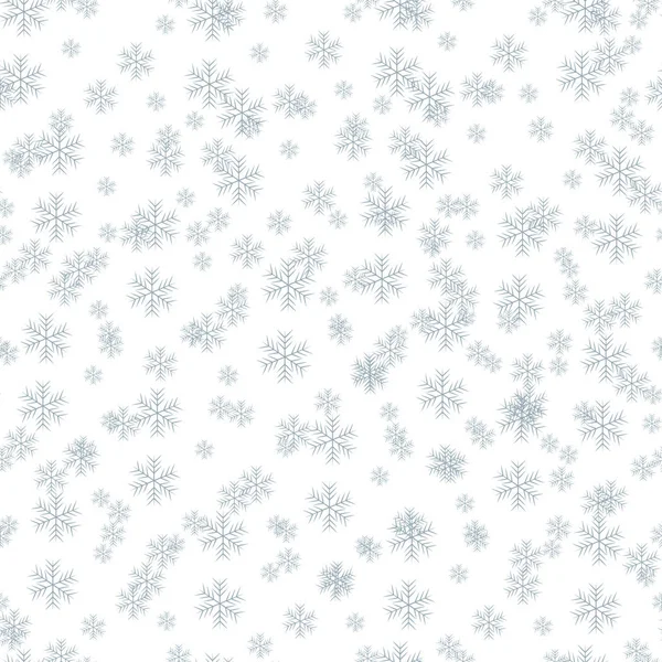 Modello senza cuciture di fiocchi di neve blu su uno sfondo bianco — Vettoriale Stock