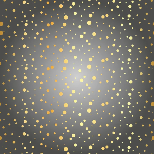 Zwart en goud patroon. Abstracte geometrische moderne achtergrond. Vectorillustratie. Glanzende achtergrond. Het patroon van goud folie. Art decostijl. Polka dots, confetti. — Stockvector