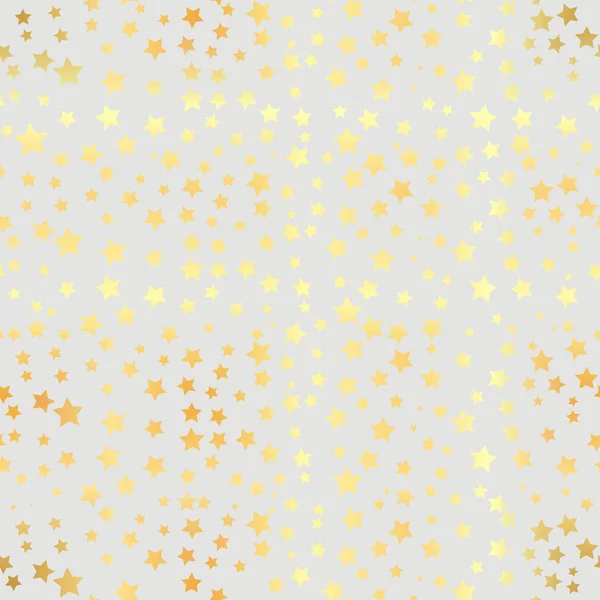 Gold star seamless pattern. Abstract black modern seamless pattern with gold confetti stars. Vector illustration. Shiny background. Texture of gold foil. — Stock Vector