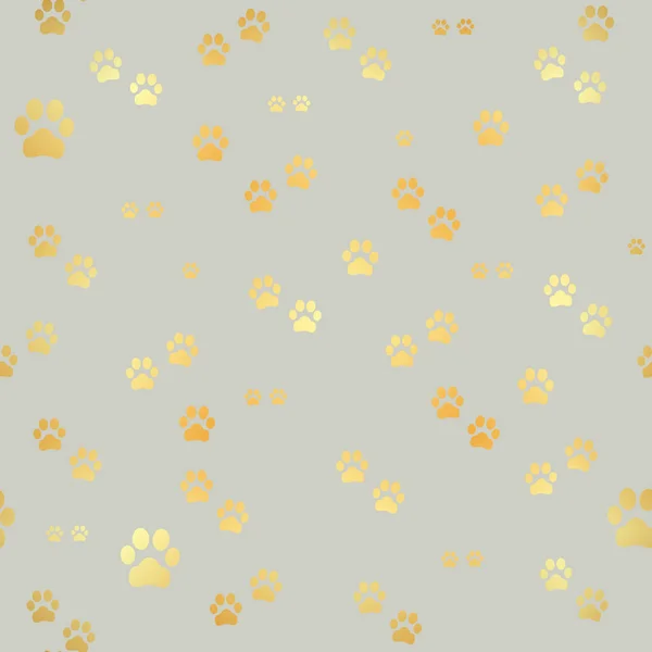 Отпечатки лап. Бесшовный рисунок золотых следов животных. Отпечаток лапы собаки бесшовный. Векторная миграция — стоковый вектор