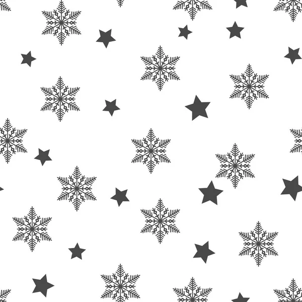 冬季无缝雪花和星形无缝图案。矢量 Eps 10。雪花无缝 — 图库矢量图片