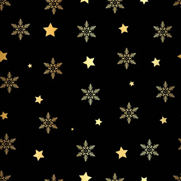 Winter Seamless gold Snowflake and gold star seamless Pattern. Vector EPS 10. snowflakes seamless — Stock Vector
