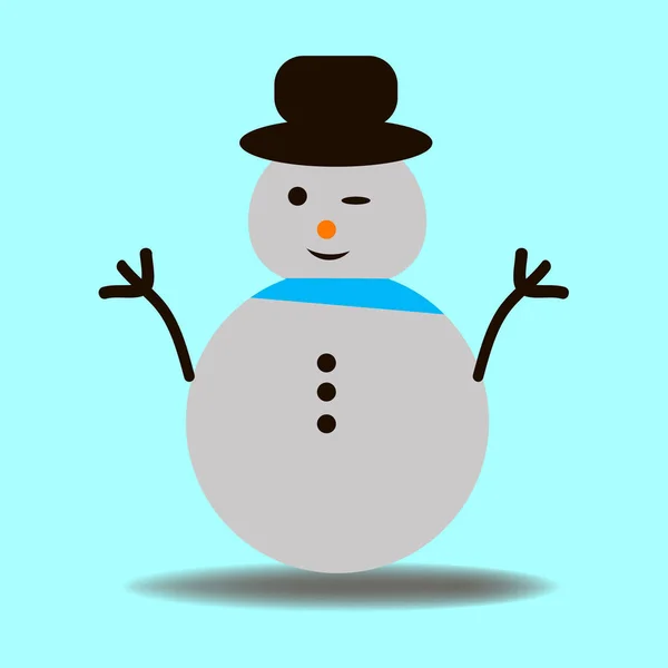 Muñeco de nieve vector ilustración sobre fondo azul para el diseño de Navidad . — Vector de stock