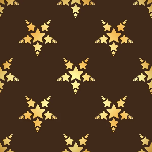 Padrão sem costura estrela dourada. Abstrato padrão sem costura moderna preta com estrelas de ouro confete. Ilustração vetorial. Fundo brilhante. Textura de folha de ouro . — Vetor de Stock