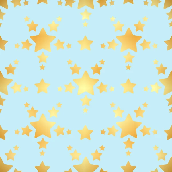 Goldener Stern nahtloses Muster. abstraktes modernes nahtloses Muster mit goldenen Konfettisternen. Vektorillustration. glänzender Hintergrund. Textur aus Goldfolie. — Stockvektor