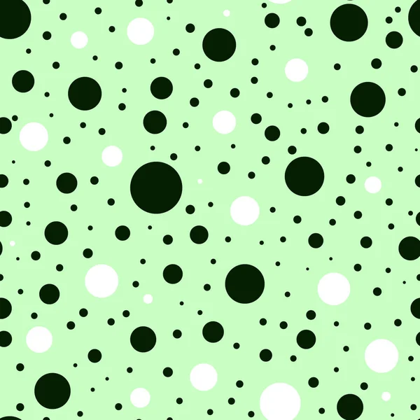 Fundo abstrato com círculos em preto e branco sobre fundo verde. Padrão sem costura —  Vetores de Stock