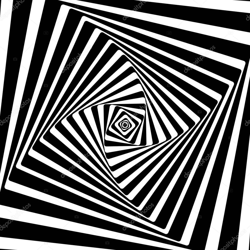 A black and white optical illusion. Vasarely optical effect. Vector