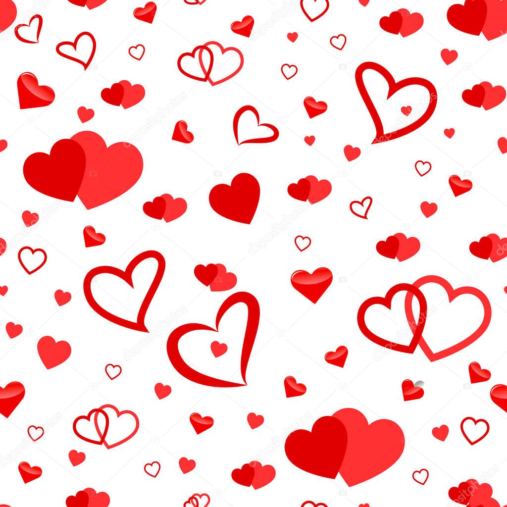 Heart Love Seamless Pattern Background. Vector romantic hearts seamless cartoon pattern background