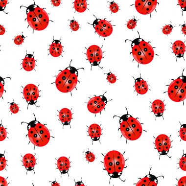 Dikişsiz uğur böceği deseni. beyaz zemin üzerinde bir tasarımcısının çizimi