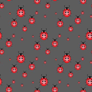 Çok sulu boya ladybugs ile sorunsuz arka plan. Vektör çizim.