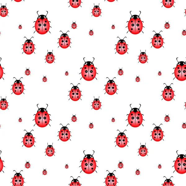 Seamless ladybug pattern. Illustration of a designer on a white background — Stock Vector