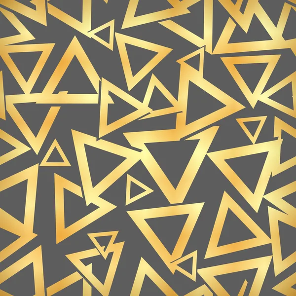 Goldene Vektor nahtlose Muster. nahtloses Muster mit Dreiecken. Schwarz-weißes Dreiecksmuster . — Stockvektor