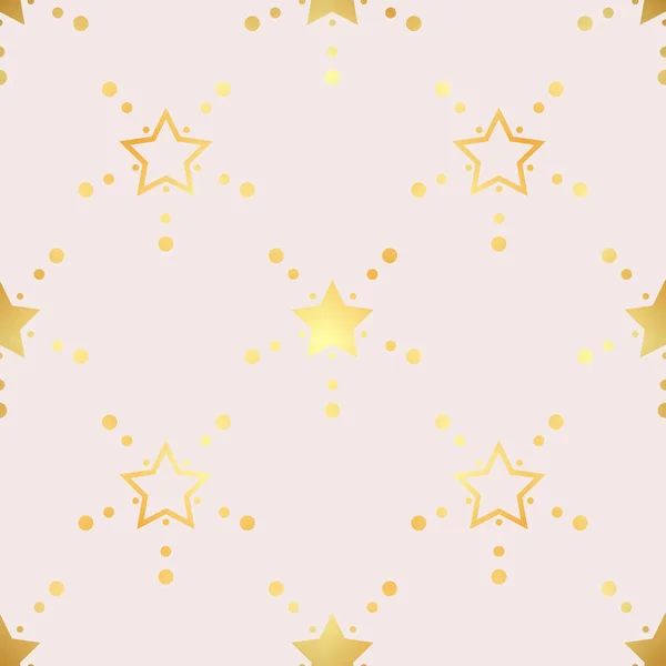 Golden Stars Seamless Pattern. The vector image. Gold Starry night sky — Stock Vector