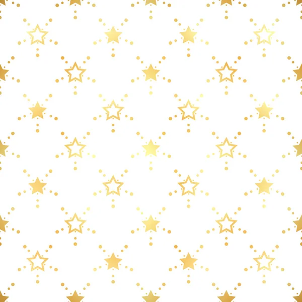 Golden Stars Seamless Pattern. La imagen vectorial. Oro Cielo nocturno estrellado — Vector de stock