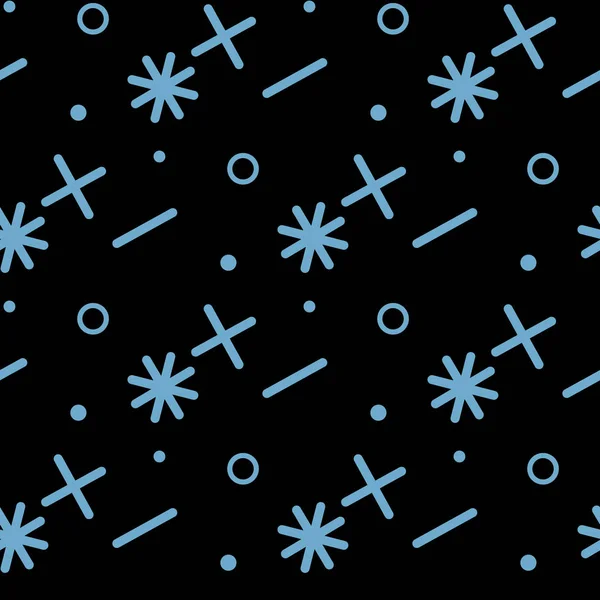Blaues mathematisches Symbolmuster. mathematisch geometrisch nahtlos. abstrakter Hintergrund aus Plus-, Multiplikationszeichen. auf weißem Hintergrund. — Stockvektor