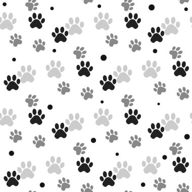 Yazdırma sorunsuz pençe. Kedi Tekstil desen izleri. Kedi ayak izi seamless modeli. Vektör sorunsuz