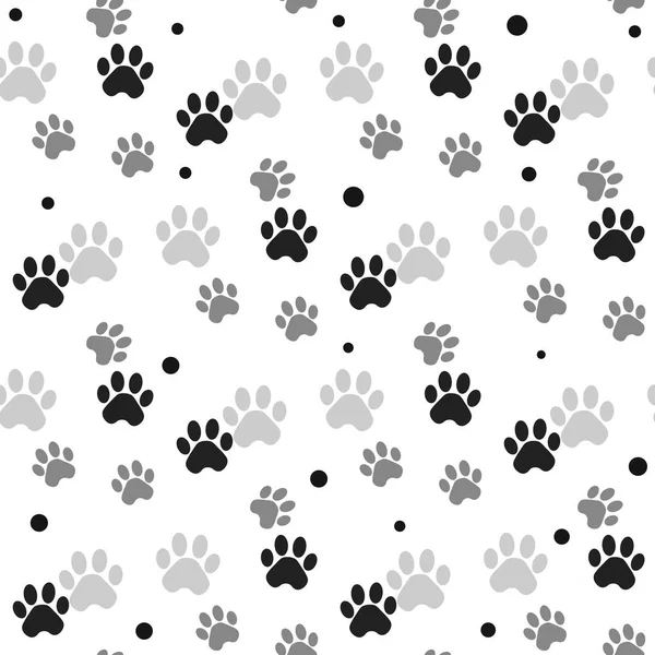 Paw print naadloze. Sporen van kat textiel patroon. Kat voetafdruk naadloze patroon. Vector naadloze — Stockvector