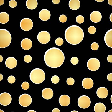 lüks siyah bir zemin üzerine altın çember ile seamless modeli. Altın daire seamless modeli.