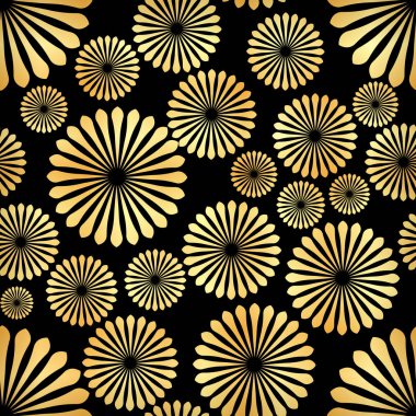 siyah arka plan üzerine soyut altın çiçek