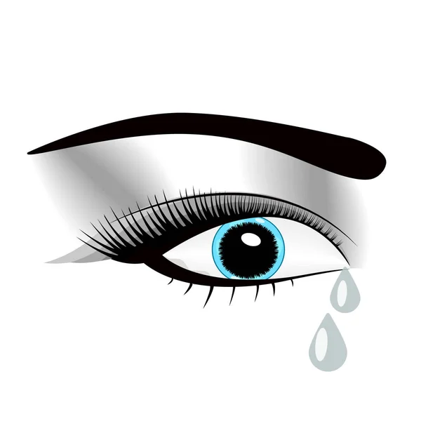 Beautiful Watercolor Illustration Crying Eyes Black Illustration Women Watery Eyes — Stock Vector