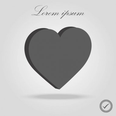Kalp simge vektör. Aşk sembolü. Sevgililer günü işareti, gölge, grafik ve web tasarım, logo için düz stil beyaz zemin üzerine izole amblemi. Eps10 siyah piktogram eps 10
