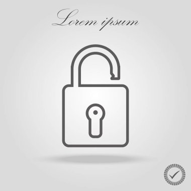 Asma kilit işareti satırı vektör simgesi. Açık kilit işareti simgesi. Koruma işareti. Parola sembolü. Symbol.EPS 10 kilidini