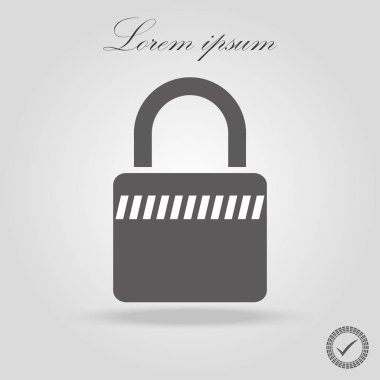Trendy düz stil gri arka plan üzerinde izole kilit simgesi. Güvenlik simgesi, web sitesi tasarımı, logo, app, UI. Vektör çizim, Eps10.eps 10
