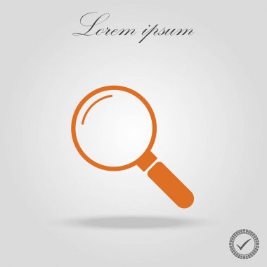 Yakınlaştırma işaretini illüstrasyon. Turuncu beyaz background.eps 10 simgesine