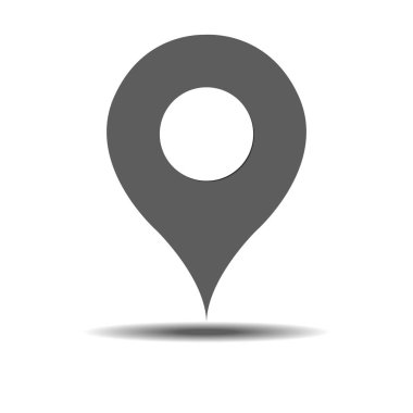 PIN simge vektör. Yer işareti Isolated beyaz arka plan. Navigasyon haritası, gps, yön, yer, pusula, ilgili kişi, arama kavramı. Grafik tasarım, logo, Web, UI mobil uygulaması Eps10 10 için düz stil