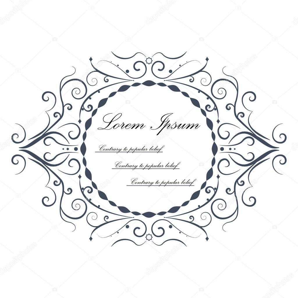 ornamental floral frame with sample text isolated on white background. design element for birthday card, wedding invitations. vector illustration.eps 10