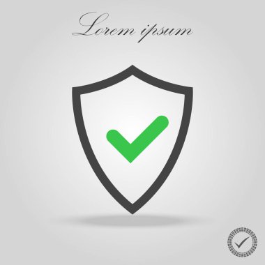 İndirme işareti sembollü kalkan. Vektör simgesi