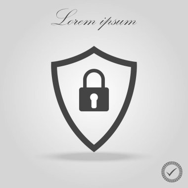 Güvenlik Kalkanı ile düz stil kilit simgesi
